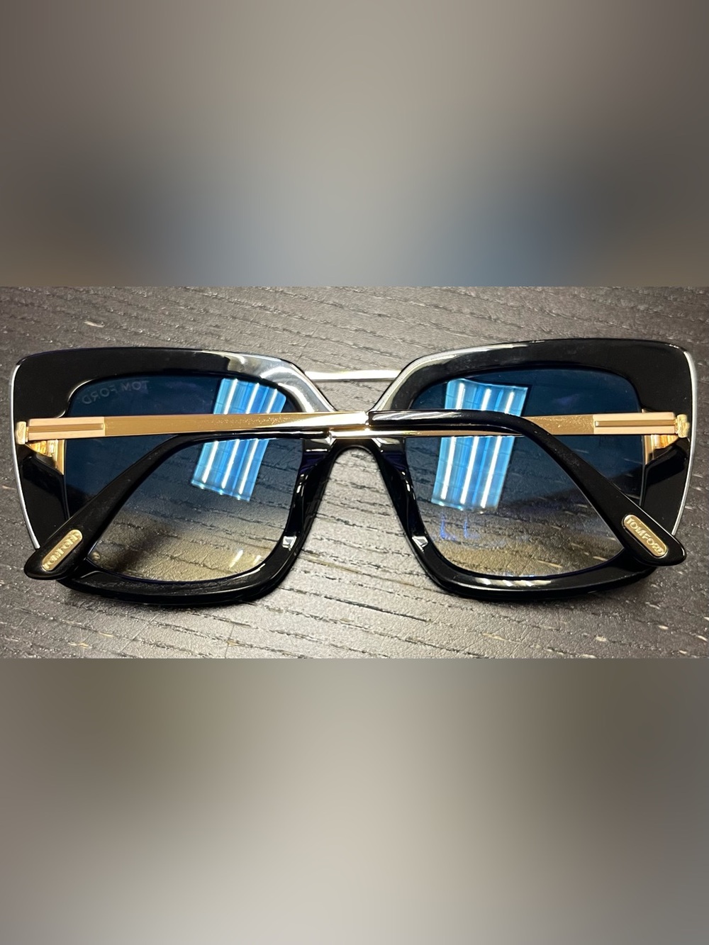 Tom Ford Black and Gold Thick-Frame Eyeglasses - Picture 2 of 4